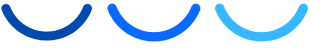 Three blue U-shaped curves of varying shades arranged horizontally on a white background.